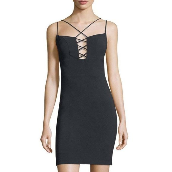 MARIA BIANCA NERO Daring Strappy Lace Front Dress Black 6 $268 NEW - Picture 4 of 8